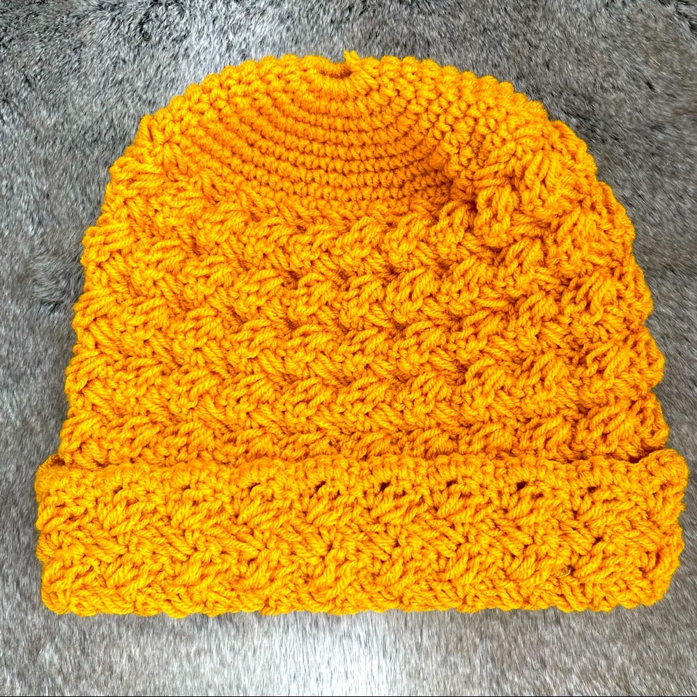Marigold yellowish trending color hand knit 🧶 hat beanie